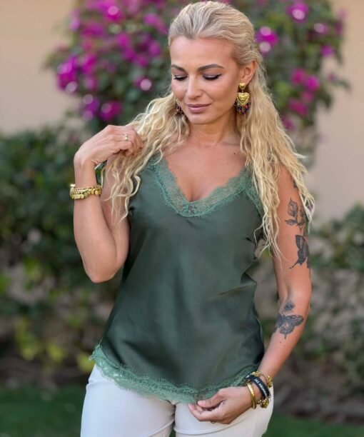 Apatinukas "Nėrinukų petnešos", žalia spalva