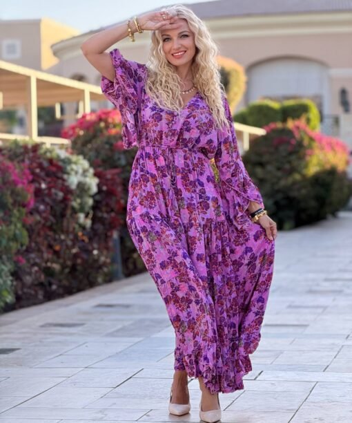 Alternative view of Suknelė "Gėlėta", alyvinė, ilga