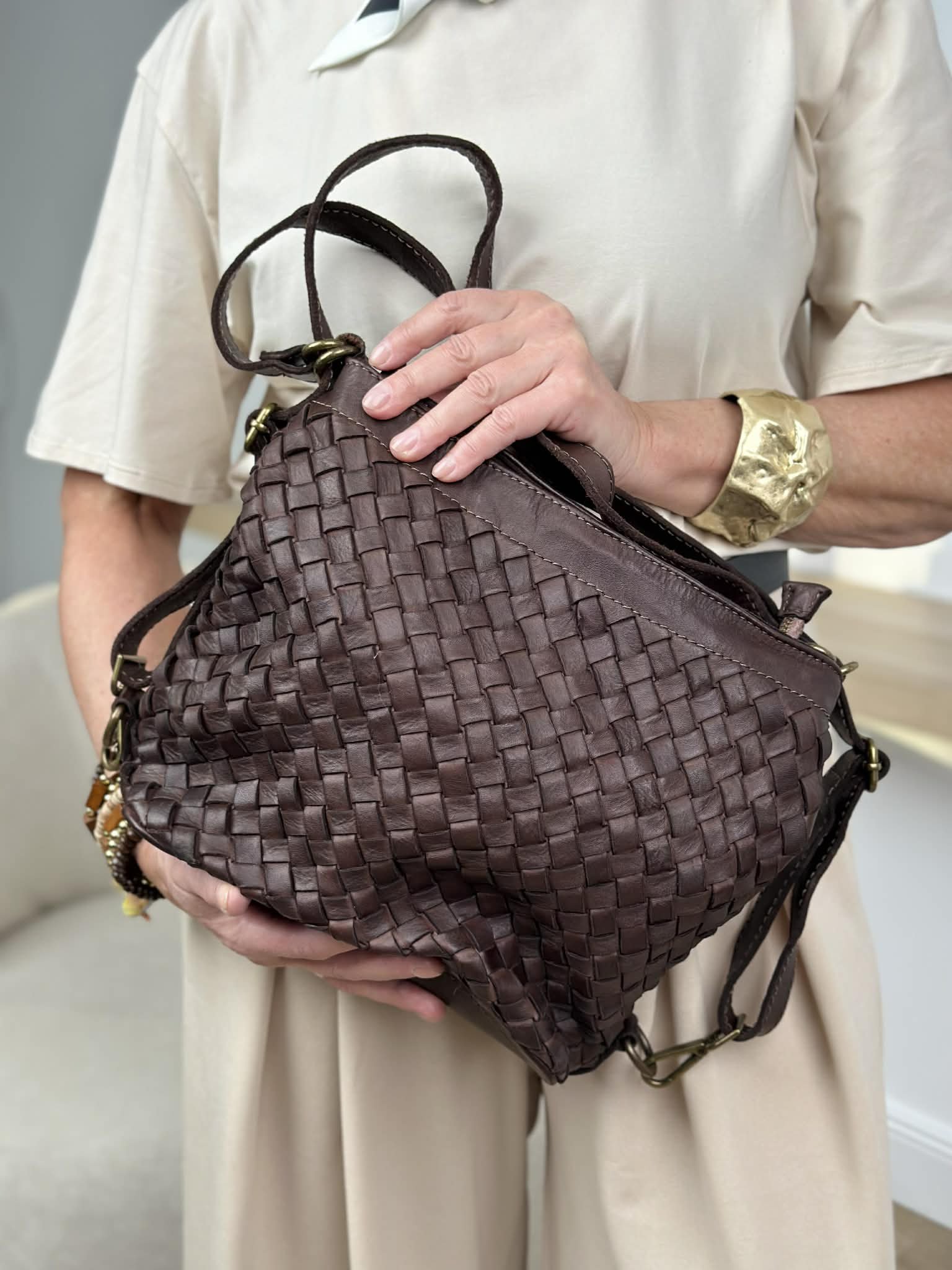 Rankinė, nat.oda , "Transformeris" pinta, šokolado spalva - Image 3