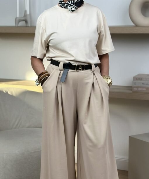 Kelnės "Palčios, dirželis A", latte spalva