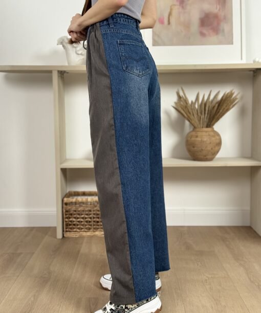 Džinsai-kelnės, dvispalviai, mėlyna/pilka spalva