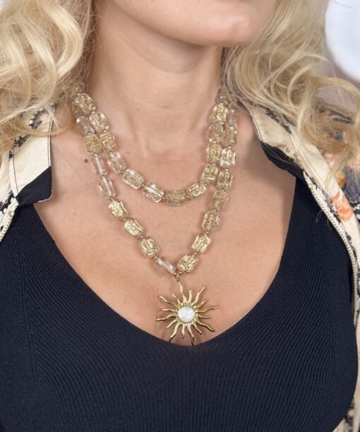 Kaklo papuošalas "Stiklinė Saulė"