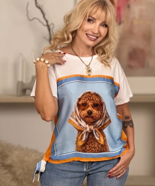 Alternative view of Marškinėliai " Pudelis" , balta spalva