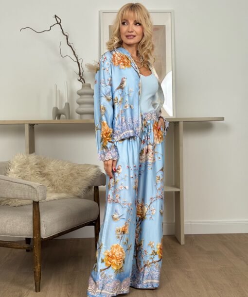 Kostiumėlis "Didelės gėlės Bijūnai", žydra spalva