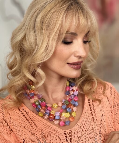 Kaklo papuošalas "Spalvoti kvadratėliai", pastelinės spalvos