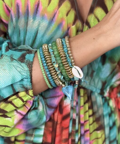 Apyrankė "8 juostelės su kriauklyte", turkio/žalia spalva