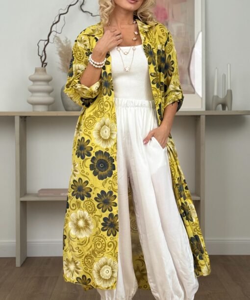 Alternative view of Marškiniai, gėlėti, ilgi garstyčių  spalva