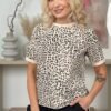 Marškinėliai "Leopardas, klasika", pieno spalva