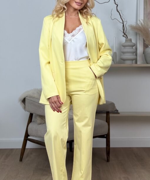 Alternative view of Kelnės, klasikinės, lygios, geltona spalva