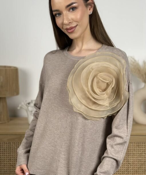 Alternative view of Megztinis "Rožė", kapučino spalva