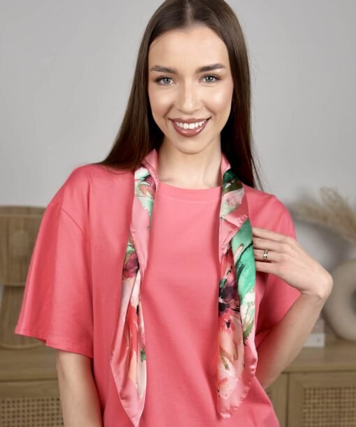 Alternative view of Skarelė "Pavasaris", koralų/žalia spalva