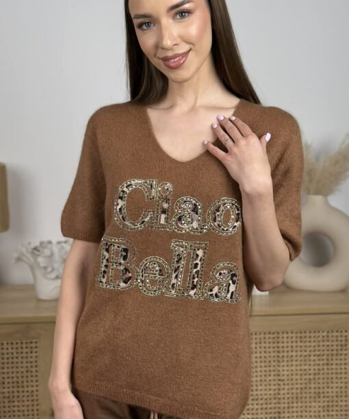 Alternative view of Megztinis "Ciao Bella", šokolado spalva