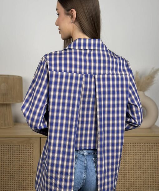 Alternative view of Languoti marškiniai, tamsiai mėlyna/latte spalva