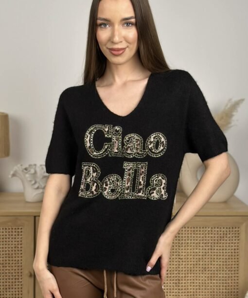 Alternative view of Megztinis "Ciao Bella", juoda spalva