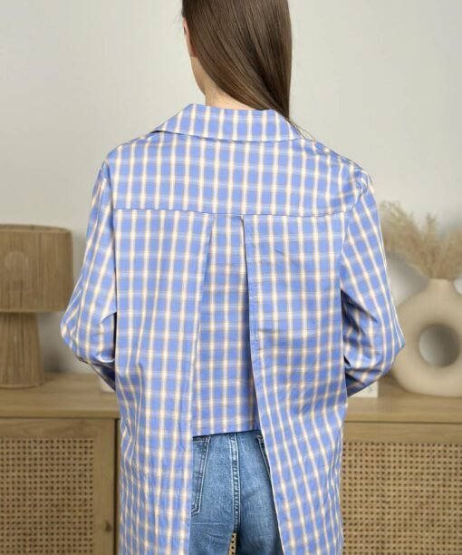 Alternative view of Languoti marškiniai, žydra/latte spalva