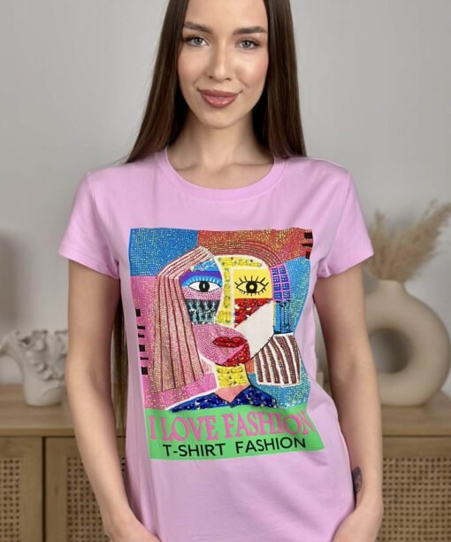 Alternative view of Marškinėliai "I Love fashion", rožinė spalva