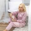 Pižama "Juostelės", baby pink spalva