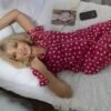Pižama "Širdelės", baltos širdelės tamsiai rožiniam fone
