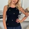Palaidinė su širdelėmis, juoda spalva