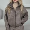 Striukė "Eko odos bomberis", kapučino spalva